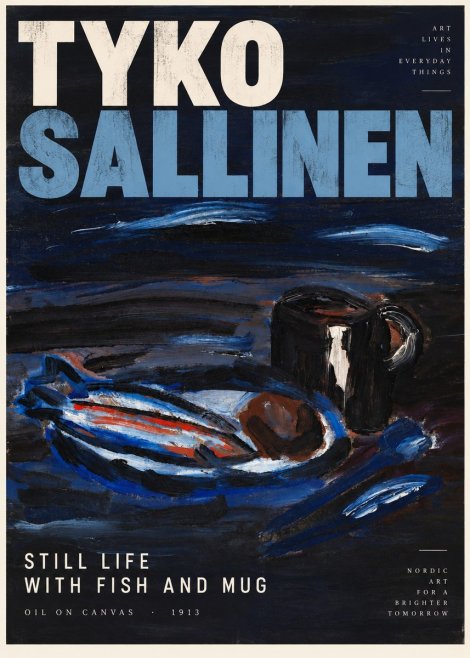 Tyko Sallinen Still Life with Fish and Mug No2 - Póster