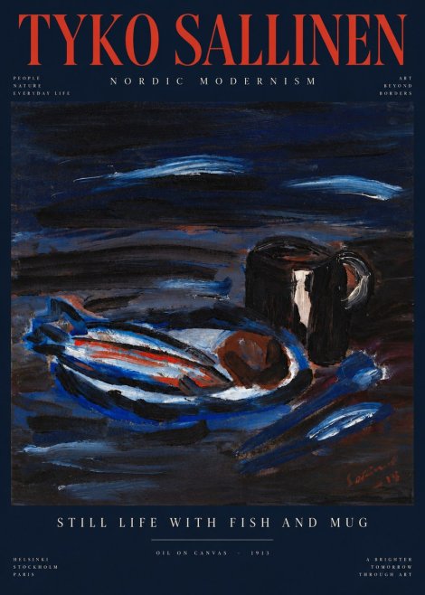Tyko Sallinen Still Life with Fish and Mug No4 - Póster