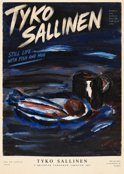 Tyko Sallinen Still Life with Fish and Mug No6 - Póster