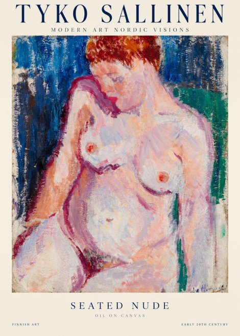 Tyko Sallinen Seated Nude No1 - Póster