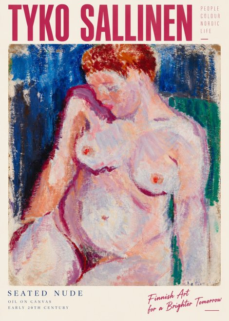 Tyko Sallinen Seated Nude No3 - Póster