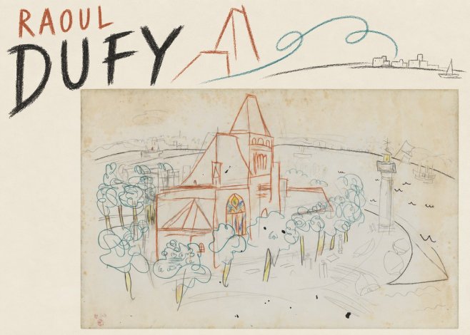 Raoul Dufy Coastal Church and Lighthouse No5 - Póster