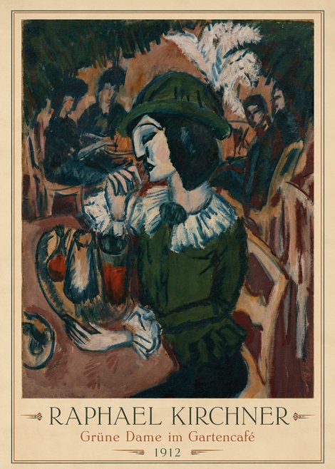 Raphael Kirchner Grüne Dame Im Gartencafé No3 - Póster
