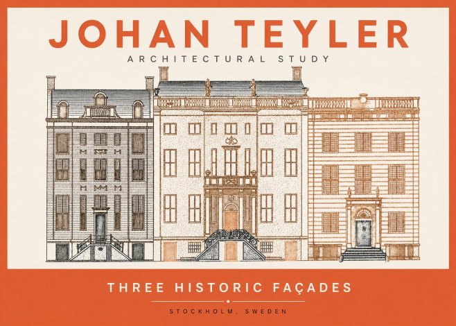 Johan Teyler Architectural Study - Three Historic Façades No2 - Póster