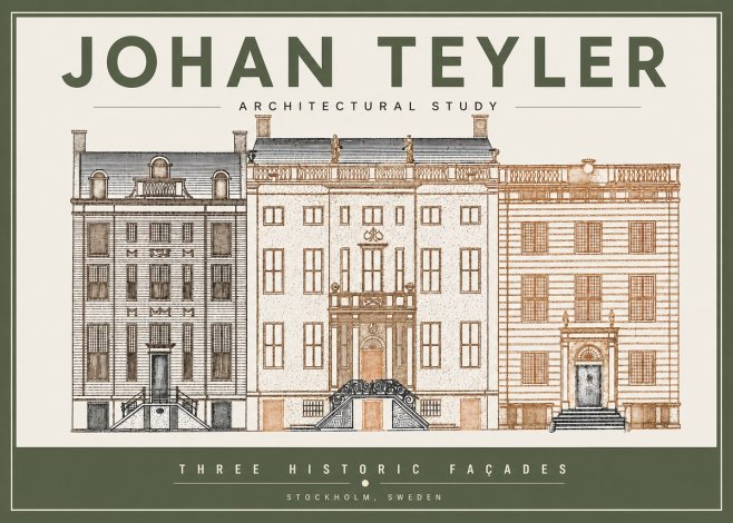 Johan Teyler Architectural Study - Three Historic Façades No3 - Póster
