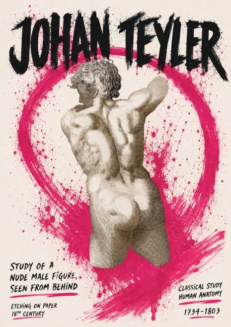 Johan Teyler Study of a Nude Male Figure, Seen from Behind No5 - Póster