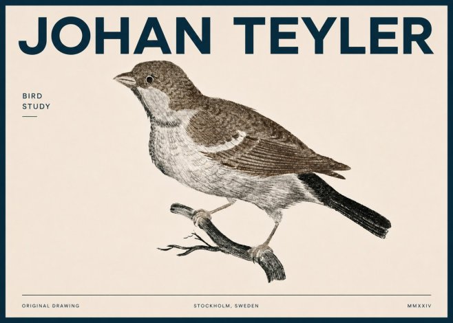 Johan Teyler Bird Study II No4 - Póster