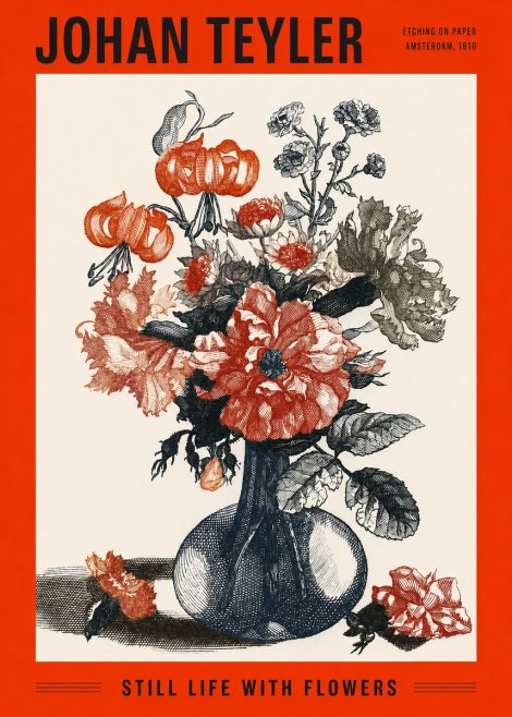 Johan Teyler Still Life with Flowers No2 - Póster
