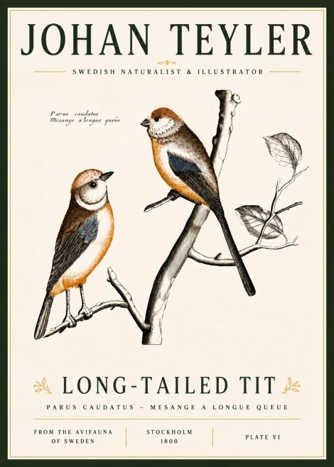 Johan Teyler Long-tailed Tit No6 - Póster