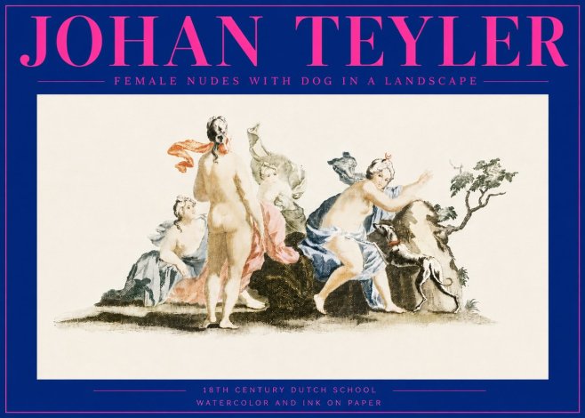 Johan Teyler Nudi Femminili Con Cane in Paesaggio No6 - Póster