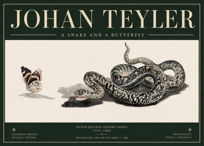 Johan Teyler Snake and Butterfly No5 - Póster