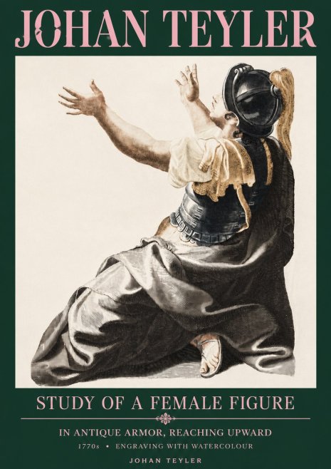 Johan Teyler Study of a Female Figure in Antique Armor, Reaching Upward No3 - Póster