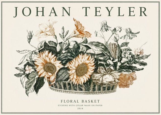 Johan Teyler Floral Basket No2 - Póster