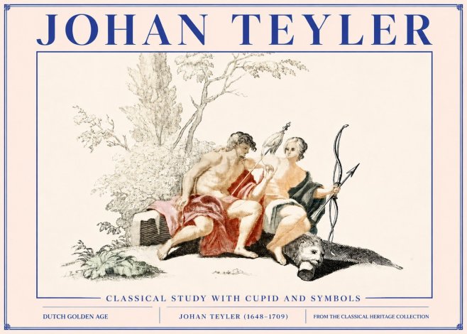 Johan Teyler Classical Study with Cupid and Symbols No3 - Póster