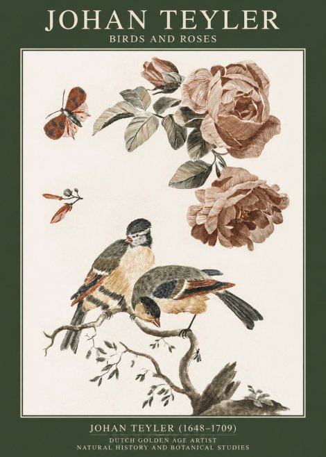 Johan Teyler Birds and Roses No1 - Póster