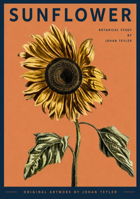 Johan Teyler Sunflower - Botanical Study No3 - Póster