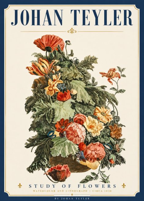 Johan Teyler Study of Flowers No6 - Póster