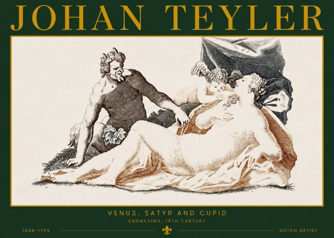 Johan Teyler Venus, Satyr and Cupid No2 - Póster