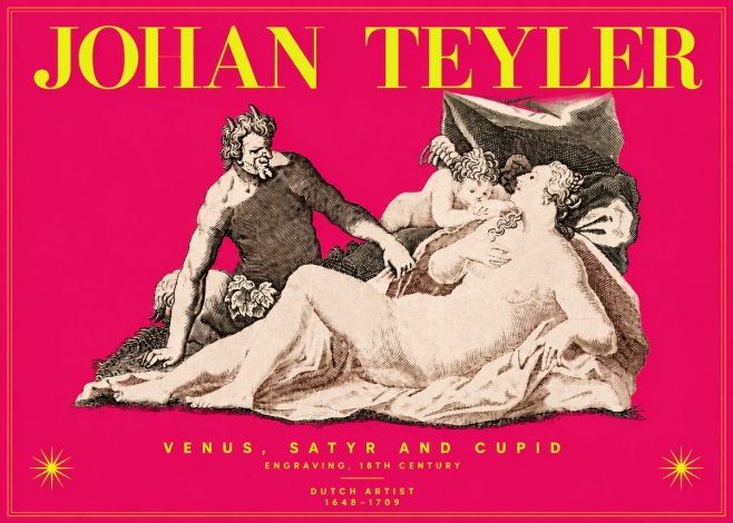 Johan Teyler Venus, Satyr and Cupid No4 - Póster