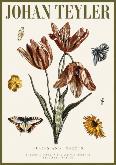 Johan Teyler Tulips and Insects No3 - Póster