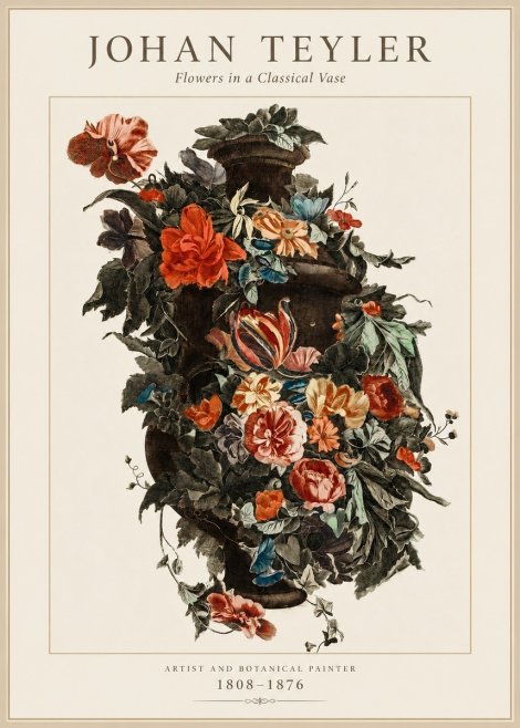 Johan Teyler Flowers in a Classical Vase No1 - Póster
