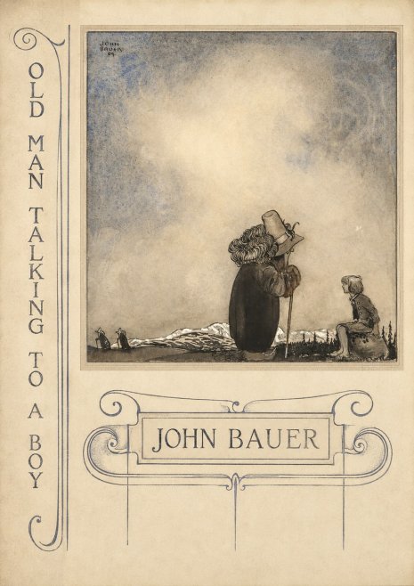 John Bauer Old Man Talking to a Boy No3 - Póster