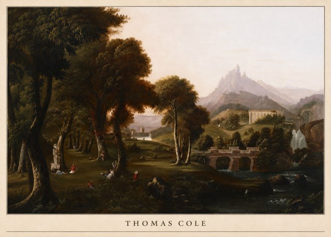 Thomas Cole The Old Mill, Sunset No5 - Póster
