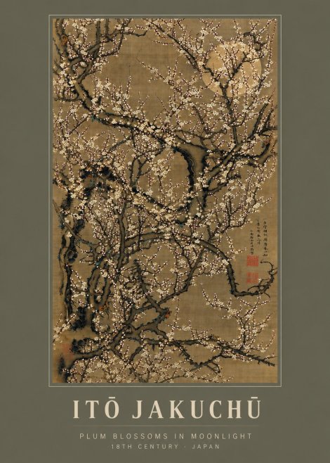 Itō Jakuchū Plum Blossoms in Moonlight No2 - Póster