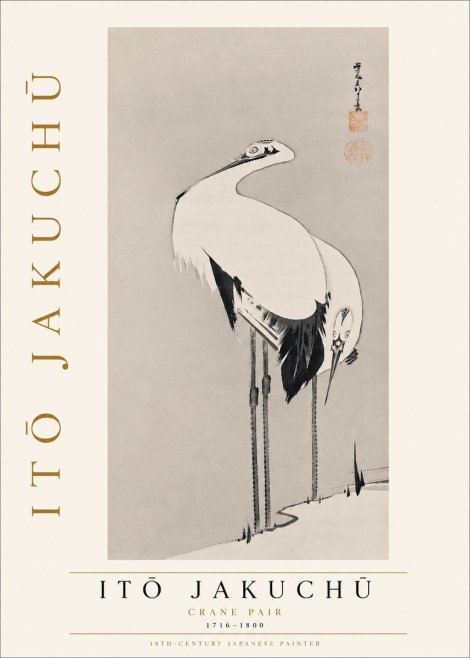 Itō Jakuchū Crane Pair No5 - Póster