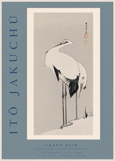Itō Jakuchū Crane Pair No6 - Póster