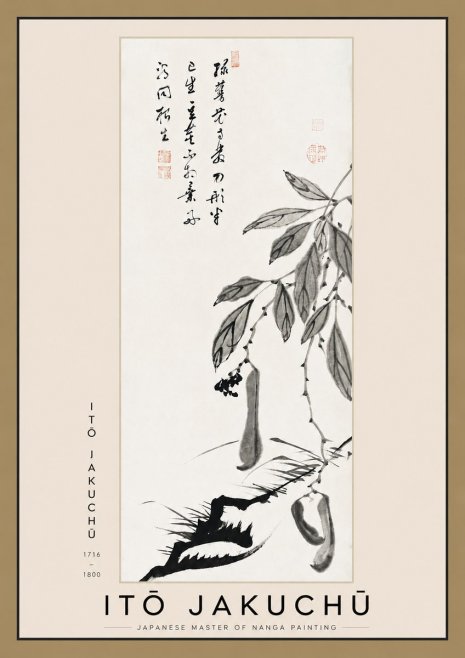 Itō Jakuchū Branch with Pods and Calligraphy No3 - Póster