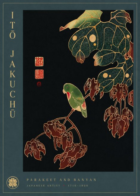 Itō Jakuchū Parakeet and Banyan No4 - Póster