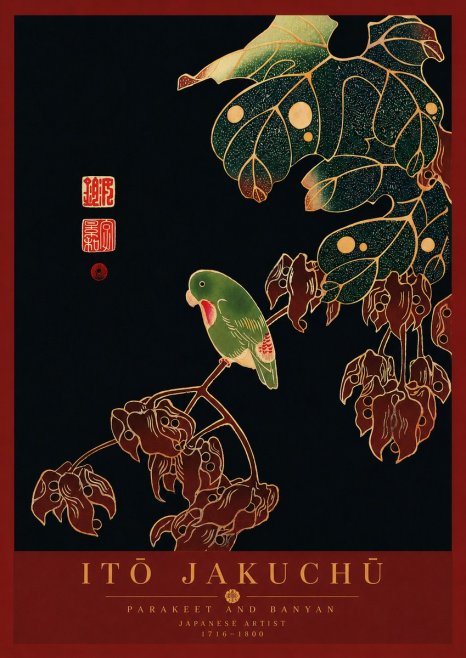 Itō Jakuchū Parakeet and Banyan No8 - Póster