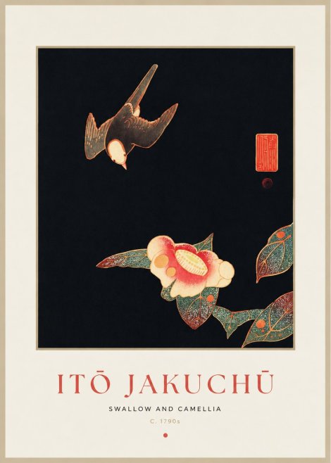 Itō Jakuchū Swallow and Camellia No1 - Póster