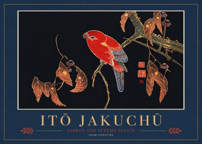Itō Jakuchū Parrot and Autumn Plants No2 - Póster