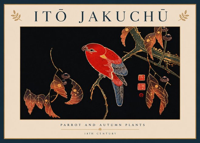 Itō Jakuchū Parrot and Autumn Plants No8 - Póster