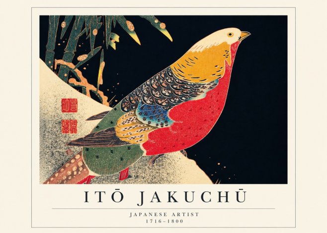 Itō Jakuchū Golden Pheasant and Bamboo No1 - Póster