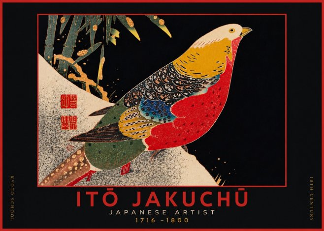 Itō Jakuchū Golden Pheasant and Bamboo No4 - Póster