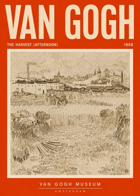 Van Gogh The Harvest (Afternoon) No5 - Póster
