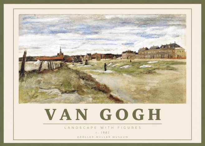 Van Gogh Landscape with Figures No3 - Póster