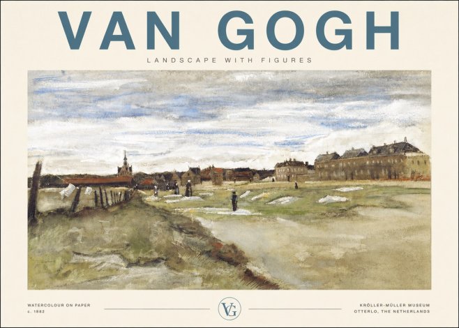Van Gogh Landscape with Figures No4 - Póster