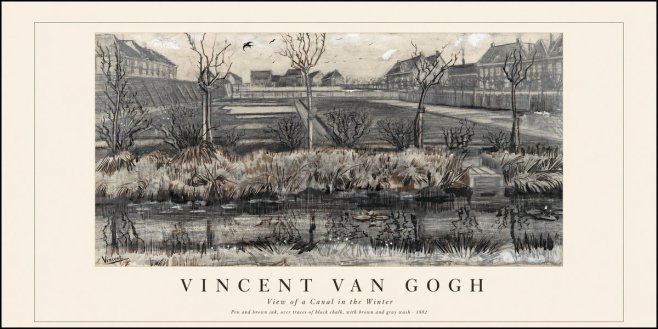 Van Gogh View of a Canal in the Winter No1 - Póster