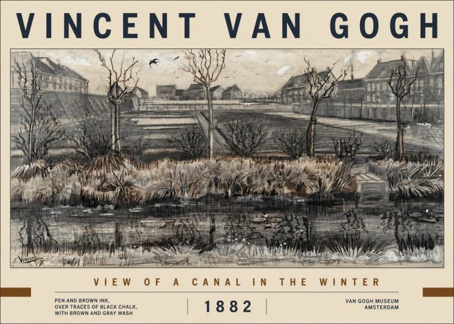 Van Gogh View of a Canal in the Winter No2 - Póster