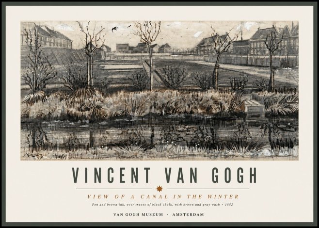 Van Gogh View of a Canal in the Winter No4 - Póster
