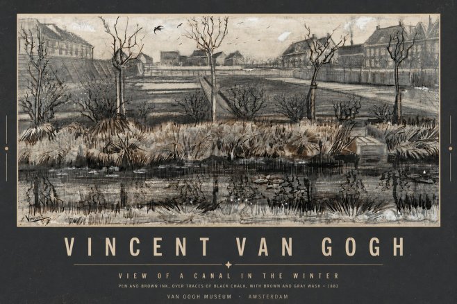 Van Gogh View of a Canal in the Winter No5 - Póster