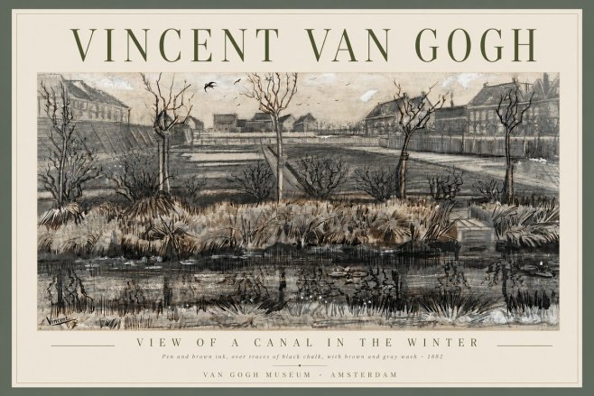 Van Gogh View of a Canal in the Winter No6 - Póster
