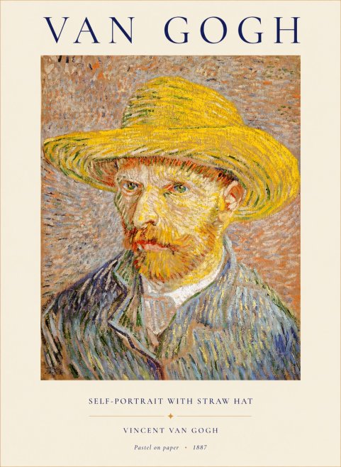 Van Gogh Self-portrait with Straw Hat I No1 - Póster