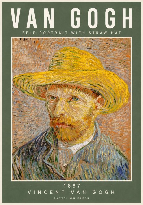 Van Gogh Self-portrait with Straw Hat I No5 - Póster