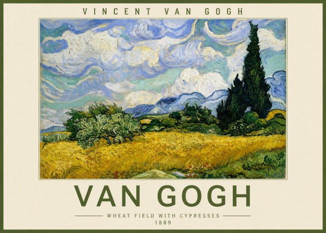 Van Gogh Wheat Field with Cypresses, 1889 No2 - Póster