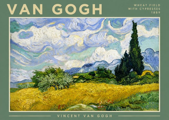 Van Gogh Wheat Field with Cypresses, 1889 No3 - Póster